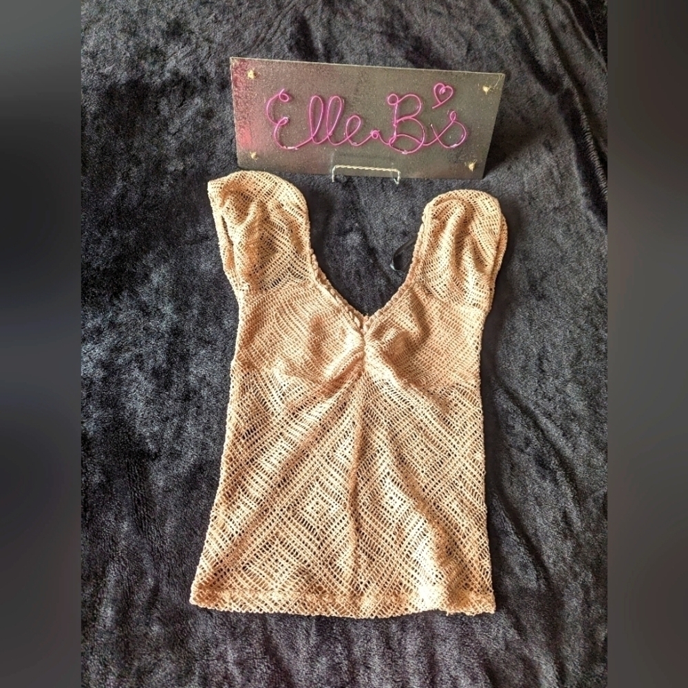EUC Forever 21 Peach Crochet Top S